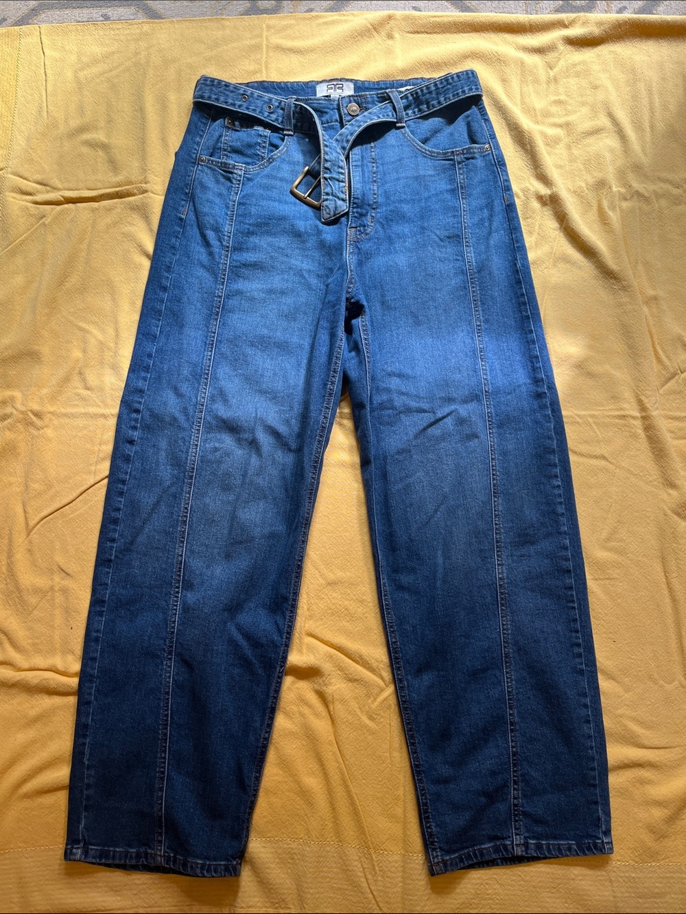 Robert Rodriguez Blue Denim Barrel Jeans with D-Ring Belt
